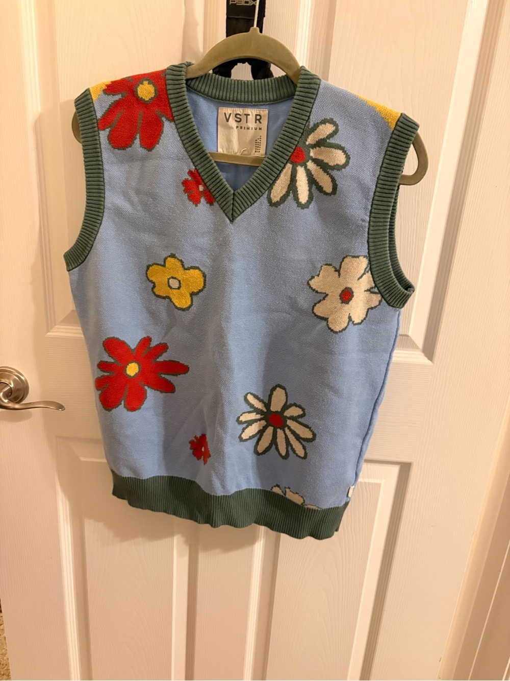 Blue Floral Knit Vest